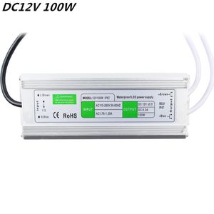 Yüksek verimlilik 12 V 100 W Su Geçirmez IP67 LED Sürücü Trafo Güç Kaynağı Açık Kullanım Için Elektronik AC 110 ~ 260 V