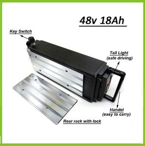 13S Alüminyum Kasa 48V Lityum İyon Pil LED Işık ile 750W Motor için Arka Raf E Bisiklet Akü 48V 18Ah Paketleri