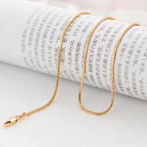 60cm zincir klasik uzun ince yuvarlak yılan erkekler için altın zinciri kadınlar için 1.3mm 7,2 gram 18k sarı altın dolu kolye kolye