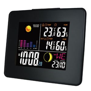 LCD Renkli Arka Işık Kapalı Freeshipping Dijital Kablosuz Hava İstasyonu Kapalı Sıcaklık Nem ve Dijital Çalar Saat