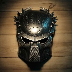 Cool Predator Masquerade Masks Halloween реквизит серебряный полный лицо Mardi Gras Film Comsplay Mens Mask для праздничных подарков.