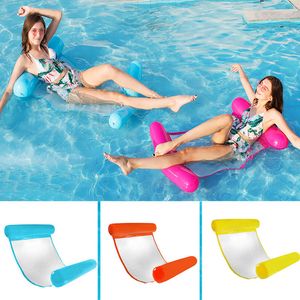 Inflatable Water Hammock Recliner - Floating Pool Lounger, Swimming Mattress for Sea and Pool, Durable Multi-Color Fabric