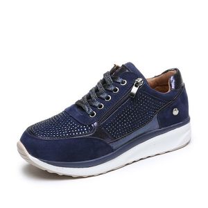 Büyük Beden Kadınlar Platformu Sneaker Rugan Eğitmenler Yan Fermuar Kristal Moda tenis Ayakkabı Parti Dış Casual Ayakkabı ile EU35-43