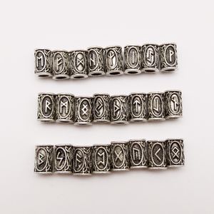 mix Silver Hair Braid beard Dreadlock Beads rings tube Viking Rune Pattern Design for Hair Styling Accessories