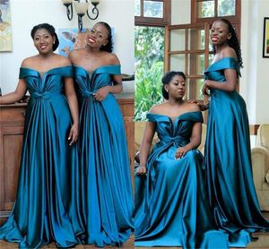 Elegant African Bridesmaid Dresses Balck Girls Off Shoulder Sleeveless Maid of Honor Gowns Country Wedding Guest Dresses Cheap