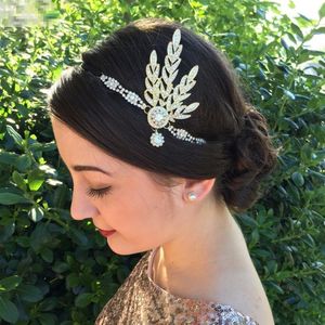 2019 Women 1920s Vintage Bridal Headpiece Accessories Flapper Great Gatsby Leaf Medallion Pearl Headband