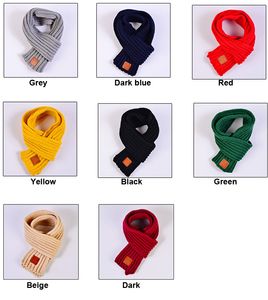 Çocuklar Yapay Yün Örme Deri Etiket Atkılar Erkek Kız Sıcak Kış Sevimli Eşarp Saf Renk 8 Renkler Ücretsiz Boyutu