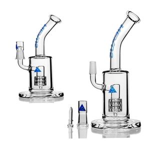 22 cm di altezza blu NEXUS vetro pneumatico stile narghilè tubi dell'acqua 14 mm maschio giunto olio dab rig con accessori per fumatori ciotola