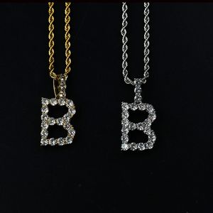 dos homens por Zircon ténis Cartas colares Pendant Custom Name única letra dos homens / mulheres Gold Silver Moda Jóias Hip Hop com corrente livre