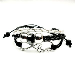 Оптовые- Черная любовь искусственная кожаные браслеты регулируемые узлы моды ювелирные изделия для мужчин и женщин религиозные HY76