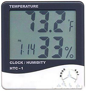 Digital LCD Temperature Hygrometer Clock Humidity Meter Thermometer with Clock Calendar Alarm HTC-1 100 pieces up