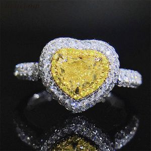 choucong цвет разделение форма сердца кольцо стерлингового серебра 925 5A cz обручальное кольцо обручальное кольцо кольца для женщин партии ювелирных изделий