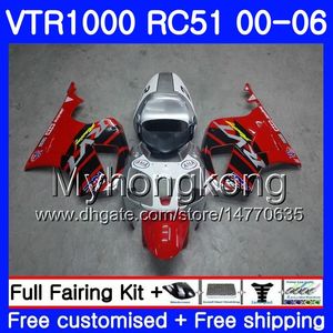 HONDA VTR1000 RC51 SP1 SP2 için 00 01 02 03 04 05 06 257HM.5 RTV1000 Kırmızı simli sıcak VTR 1000 2000 2001 2002 2003 2004 2005 2006 Fairing