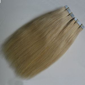 Moda # 613 Bleach Sarışın Bakire Perulu Düz Saç İnsan Saç Uzantıları 200G Bant Ucuz 80 ADET PU Cilt Atkı Bant Saç Uzantıları