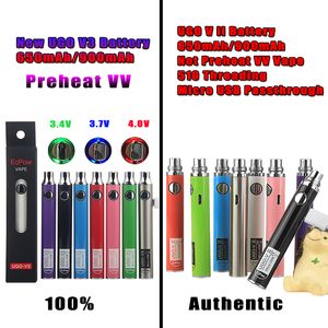 Yeni Varış UGO V3 VII Ön ısıtma Uyarlama Evod Değişken Volt VV Vape Kalem Pil Seti Ego Mikro USB Passthrough Şarj 650mAh 900mah Ecigs