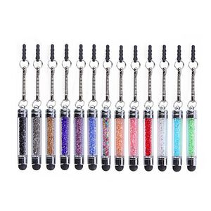 Universal Crystal Capacitive Screen Touch Pen plastic Stylus for Smart Cell Phones Tablets Pens with Dust Plugs