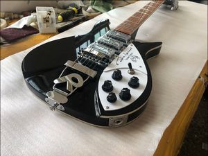 Kısa Ölçek 12 Dizeler Siyah 325 Elektro Gitar 527mm Johnlennon İmza Pickguard Çift Vücut Bağlayıcı Parlak Boya Klavye 3 Tost Takviyeleri