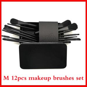 Макияж щетки M 12pcs Makeup Brush Designer Black Eyeshadow Foundation Powder Runt Lif