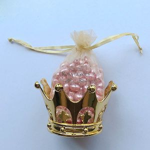 24pcs organze çantası ile taç konteyneri Prenses /Prens Şeker Paketi Gelin Duş Etkinlik Masa Resepsiyonu Kraliyet Şeker Tutucu