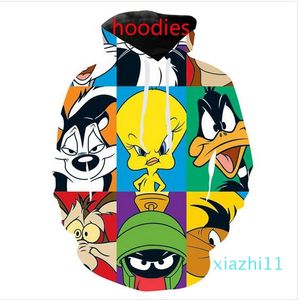 moda-yüksek kaliteli erkek Tasarımcı karikatür Looney Tunes Hoodies Sweatshirt 3D Print Unisex Kazak Hoodie Erkek / kadın giyim AA031