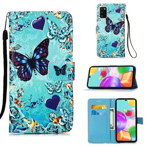 Кожаные кошельки для Samsung Galaxy A33 5G A53 Redmi Note 11 Pro 5g Xiaomi Mi 11t 11 Lite Fashion Cute Rose Panda Tiger Tower Cartoon Cartoon Butterfly Flip Covers