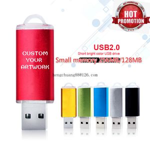 Küçük Kapasiteli USB Flash Sürücü 256 MB / 128 MB Kalem Sürücü Başparmak Sürücüler Memory Stick USB Anahtar Yüksek Hızlı Çok Renkli Flaş Kapak USB 128 MB Sürücüler