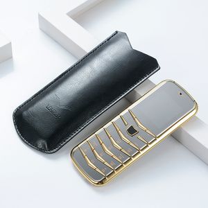 Unlocked V03 Bar Lüks Bluetooth Arama Metal Gövde Deri Kıdemli Çift sim Kart Cep Telefonu Süper Moda Çelik ince Cep telefonları