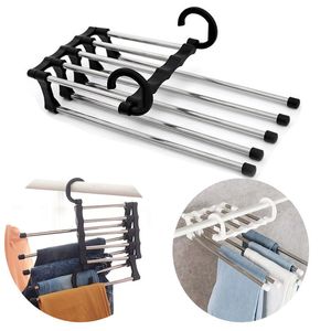 Multifunction Magic Clothes Hanger Stainless Steel Tube Pants Rack Retractable Clothes Trouser Holder Storage Hanger Home Organizer
