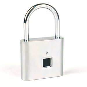 Güvenlik için Paylaş Anahtarsız USB Şarj Edilebilir Kapı Kilidi Parmak İzi Akıllı Asma Kilit Hızlı Kilit Açma Çinko Alaşım Metal Kendi Kendini Geliştirme Çip - Gümüş