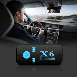 Araba Bluetooth X6 Müzik Alıcısı Adaptörü 3.5mm Jack Kablosuz Handsfree Araç Kiti TF Kart Okuyucu Fonksiyonu Armut beyaz Paketi