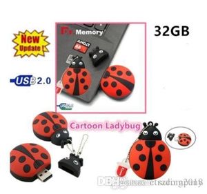 XH Ladybug dos desenhos animados USB 2.0 flash drives 32GB Pendrive USB Flash Memory Stick Novo