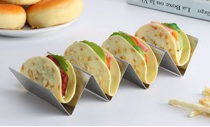 Şık Paslanmaz Çelik Taco Tutucu Standı Taco Kamyon Tepsi Stil Meksika Gıda Raf Fırında Pişirme Bulaşık Makinesi