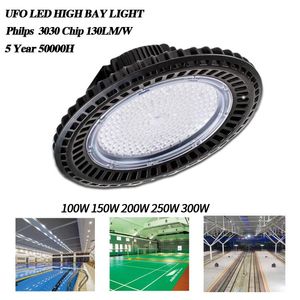 2020 LED High Bay UFO Light 100W 150W 200W 250W 300W Водонепроницаемого черные круговая лампа завод Склад 110V 220V Накладные светильники