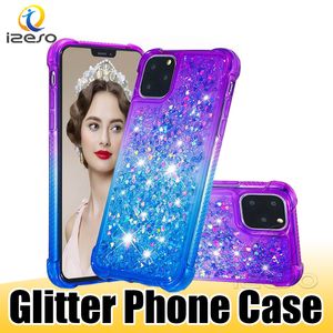 Para o iPhone 12 11 Pro Max XR LG Harmonia 4 Stylo 6 QuickSand Bling Sparkle Telefone Celular Shell Shell Gradiente Glitter Case Izeso