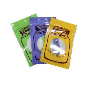 Paket Çanta Yeniden kapanabilir Plastik Şeffaf Pencere Yeniden kullanılabilir Çerezler Kılıfı Ambalaj 1500 adet Renkli Fermuar Kilit Poly Şişe Desen
