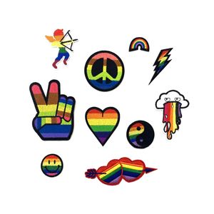 Arco-íris Bandeira LGBT Gay Pride Patches Set, Patch Lésbico Moral Bordado Morale Ferro de Energia On ou Costurar no Patch Appliques Vestido, Planta, Chapéu, Cap, Ja