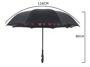 Şemsiye Toptan Mağaza 63 Desenler Güneşli Yağmurlu Şemsiye Ters Katlama Ters Şemsiye ile C Kol Çift Katmanlı İç Out Windproof