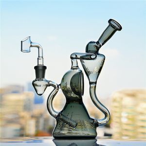 Yeni gri beher bong recycler hookah bubbler bongs dab teçhizatlar cam su boruları ile perkolator başlık sigara aksesuarları