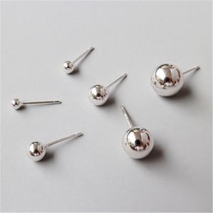 New Simples 925 Sterling Silver Redonda bola brincos para mulheres Ear Piercing Jóias Studs Brincos Brincos Fine Jewelry