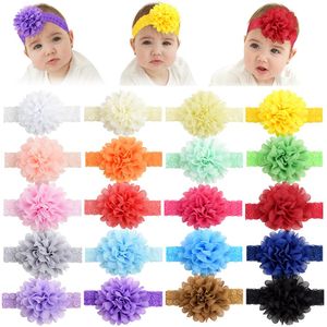 20 adet / grup Bebek Kız Katı Çiçek Kafa Elmasitc Saç Bandı Çocuklar Için El Yapımı Hairband Türban Saç Aksesuarları 024
