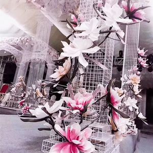 80cm Yapay Çiçek Manolya Büyük Köpük Çiçek Başkanı Açık Teması Sahte Çiçek Düğün Arkaplan Dekorasyon Tasarım Parti Dekoru Display