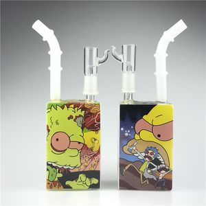 7,5-дюймовый Hitman Glass Bong Juice Box Dab Rigs с кальяном 14-миллиметровые красочные пьянящие стаканы толщиной 14 мм для курительных трубок