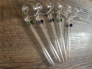 En ucuz 14cm kavisli cam yağ brülörleri borular cam bong renkler ile dengeleyici cam su boru tüp 30mm top el sigara içme boruları