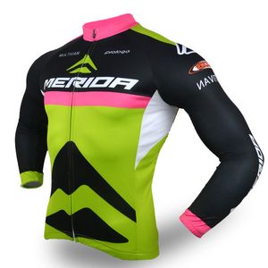 PRO TEAM MERIDA Cycling Manica Lunga Jersey Mens MTB Bike Shirt Autunno Traspirante Quick Dry Racing Tops Bicycle Bicycle Abbigliamento Abbigliamento sportivo all'aperto Y21042121