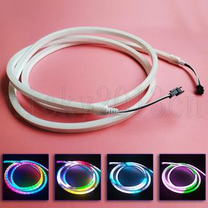 2 M 5 V SK6812 3535 RGB LED Piksel Neon Burcu Tüp Esnek Şerit Işık Silika Jel IP67 Su Geçirmez Rüya Sihirli Renk Değiştirme Adreslenebilir Bireysel