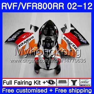 HONDA Interceptor VFR800RR için gövde 02 03 04 05 06 07 258HM.3 VFR 800R 800RR VFR800 RR 2002 2003 2004 2005 2006 2007 Repsol turuncu kaplama