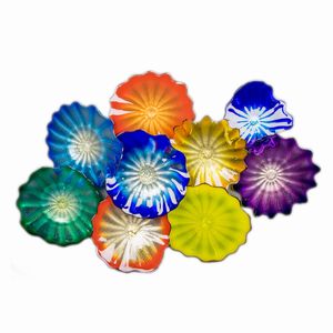 Hand Blown Murano Glass Elegant Tiffany Stained Hanging Plates Dale Multi color Modern art Decor For Home and hotle