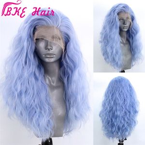 Светло-синие синтетические кружевные фронтские парики с естественными волосяными термостойкими париками для волос для женщин составляют вечеринку