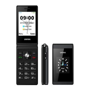 Оригинальные сотовые телефоны UNIWA X28 Роскошный бизнес-раскладной телефон GSM Большая кнопочная Мобильная связь Old Man Dual Sim Bluetooth FM-радио Разблокированный мобильный телефон