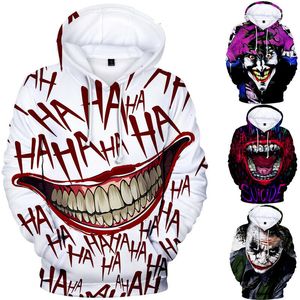 Hoodies For Men Dia das Bruxas engraçado Joker Homens Mulheres 3D camisola Hoodies Hip Hop Vestido Tops camisola do hoodie